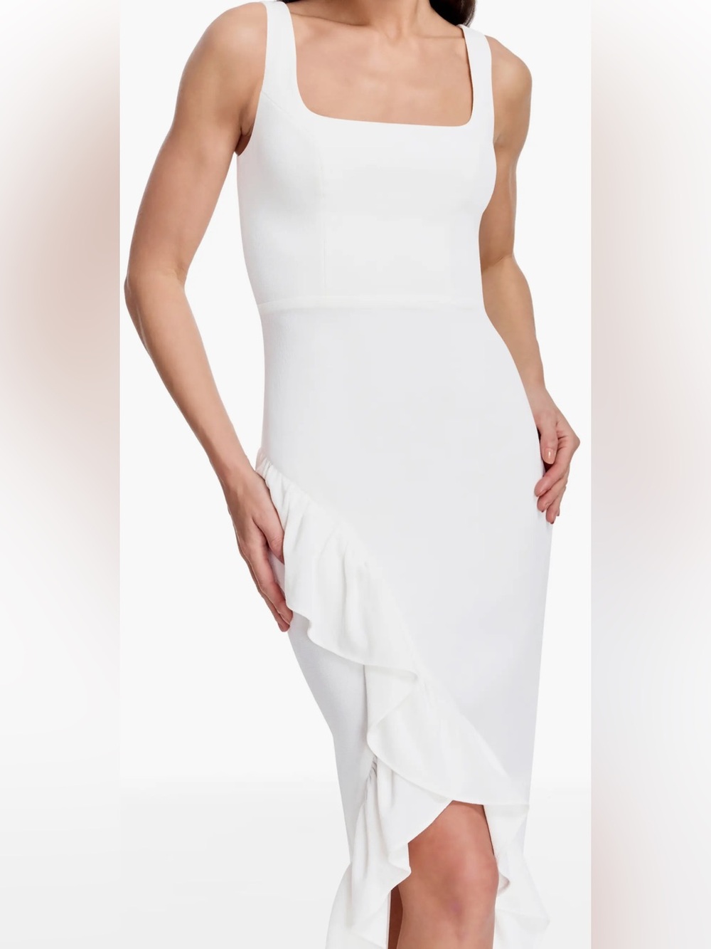 NWT Timeless Dress the Population maxi dress w/ large ruffled slit sz S